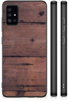 GSM Hoesje Customize Samsung Galaxy A51 Leuk TPU Back Cover met Zwarte rand Old Wood