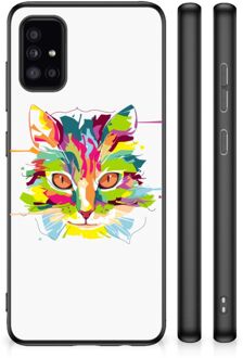 GSM Hoesje Samsung Galaxy A51 Mobiel TPU Hardcase met Zwarte rand Cat Color