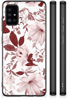 GSM Hoesje Samsung Galaxy A51 Silicone Back Case met Zwarte rand Watercolor Flowers