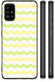 GSM Hoesje Samsung Galaxy A51 Siliconen Back Cover met Zwarte rand Waves Yellow