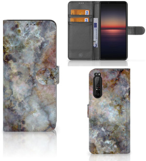 GSM Hoesje Sony Xperia 1 II Book Cover Marmer Grijs