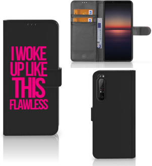 GSM Hoesje Sony Xperia 1 II Bookcase met quotes Woke Up