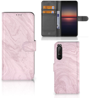 GSM Hoesje Sony Xperia 1 II Flip Case Marble Pink