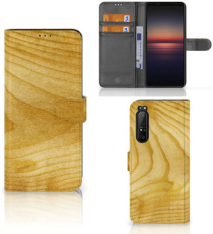 GSM Hoesje Sony Xperia 1 II Wallet Book Case Licht Hout