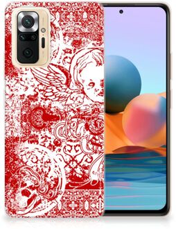 GSM Hoesje Xiaomi Redmi Note 10 Pro Back Case TPU Siliconen Hoesje Angel Skull Red