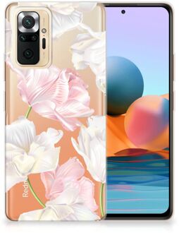 GSM Hoesje Xiaomi Redmi Note 10 Pro Back Case TPU Siliconen Hoesje Doorzichtig Mooie Bloemen