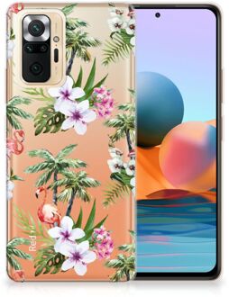 GSM Hoesje Xiaomi Redmi Note 10 Pro Doorzichtig Hoesje Flamingo Palms