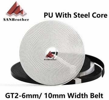 GT2 Belt PU with Steel Core GT2 Belt 2GT Timing Belt Width 6mm 10mm for 3D printer parts Anti-wear Reinforce Open Belt