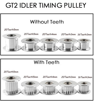 GT2 Idler Timing Pulley 16/20 Tooth Wheel Bore 3/5mm Aluminium Gear Teeth Width 6/10mm 3D Printers Parts For Reprap Part