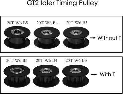 GT2 Idler Timing Pulley 20 Tooth Wheel Bore 3/5mm Aluminium Gear Teeth Width 6mm 3D Printers Parts For Reprap Part