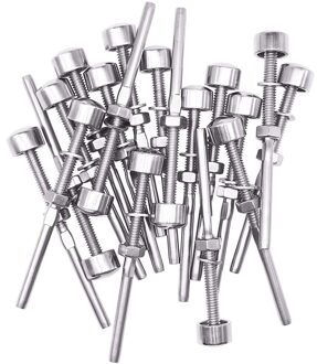 Gtbl 20 Pack Geborsteld Roestvrij Dome End Caps Swage Schroefdraad Roestvrij Kabel Spanner Voor 1/8 Inch Kabel Reling Systemen