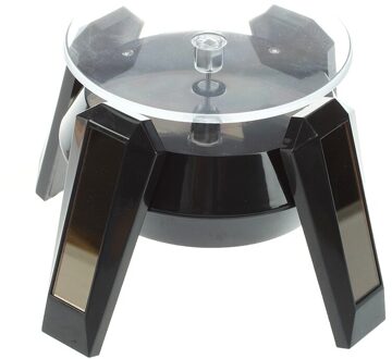 Gtbl Black Solar Powered Sieraden Telefoon Horloge 360 Hoek Roterende Display Stand Draaitafel Met Led Licht