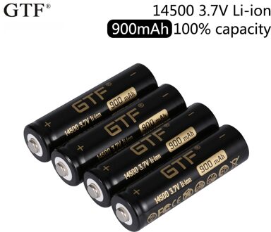 Gtf-14500 3.7V 900 Mah Real Capaciteit Li-Ion Oplaadbare Batterij Voor Zaklamp/Afstandsbediening/Speelgoed Punt Hoofd 14500 3.7V Batterij 10stk