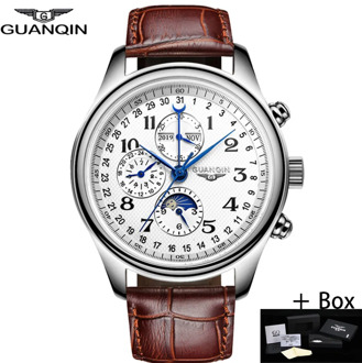 GUANQIN Men's Mechanical Watch Automatic Male Luxury Brand Waterproof Calendar Business Leather Wristwatch Watches Relogio Часы