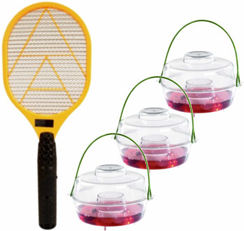 Guard and Care Wespen bestrijding set van 3x wespenvallen en een vliegenmepper/wespenkiller