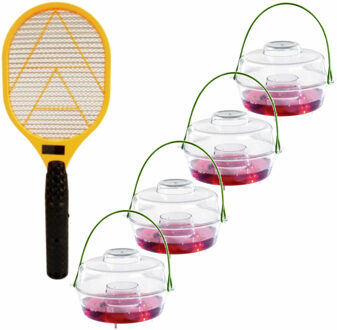 Guard and Care Wespen bestrijding set van 4x wespenvallen en een vliegenmepper/wespenkiller