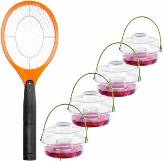 Guard and Care Wespen bestrijding set van 4x wespenvallen en een vliegenmepper/wespenkiller