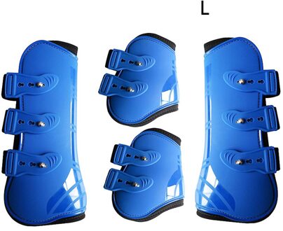 Guard Farm Training Rijden Outdoor Pu Leer Duurzaam Paardensport Praktische Verstelbare Paard Been Laarzen Front Achterpoten Bescherming Wrap blauw L