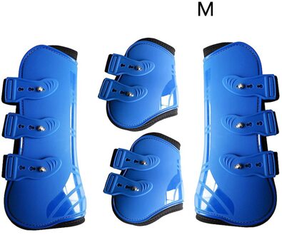Guard Farm Training Rijden Outdoor Pu Leer Duurzaam Paardensport Praktische Verstelbare Paard Been Laarzen Front Achterpoten Bescherming Wrap blauw M