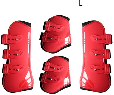 Guard Farm Training Rijden Outdoor Pu Leer Duurzaam Paardensport Praktische Verstelbare Paard Been Laarzen Front Achterpoten Bescherming Wrap rood L