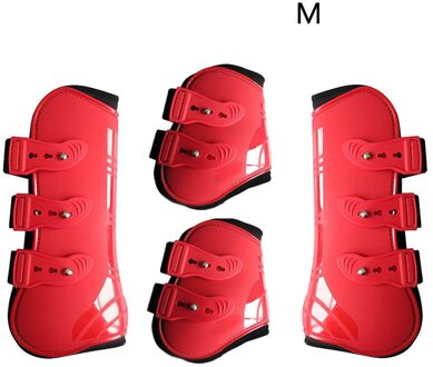 Guard Farm Training Rijden Outdoor Pu Leer Duurzaam Paardensport Praktische Verstelbare Paard Been Laarzen Front Achterpoten Bescherming Wrap rood M