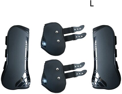 Guard Farm Training Rijden Outdoor Pu Leer Duurzaam Paardensport Praktische Verstelbare Paard Been Laarzen Front Achterpoten Bescherming Wrap zwart L