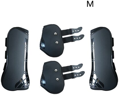 Guard Farm Training Rijden Outdoor Pu Leer Duurzaam Paardensport Praktische Verstelbare Paard Been Laarzen Front Achterpoten Bescherming Wrap zwart M