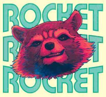 Guardians of the Galaxy Rocket Repeat Men's T-Shirt - Cream - S