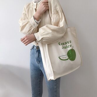Guave Print Canvas Shopper Tas Voor Vrouwen Vrouwelijke Katoenen Doek Schoudertas Eco Boeken Tote Fruit Boodschappen Tassen Handtas