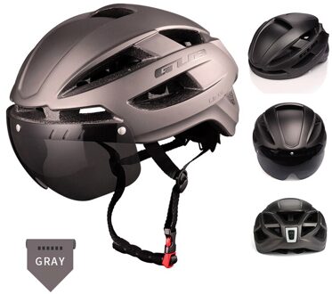 Gub Fietshelm Met Licht Ultralight In-Mold Pc + Eps Oplaadbare Breatheable Veilig Sport Helm Met Bril Fietsen apparatuur grijs