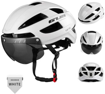 Gub Fietshelm Met Licht Ultralight In-Mold Pc + Eps Oplaadbare Breatheable Veilig Sport Helm Met Bril Fietsen apparatuur wit