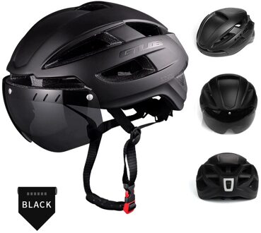 Gub Fietshelm Met Licht Ultralight In-Mold Pc + Eps Oplaadbare Breatheable Veilig Sport Helm Met Bril Fietsen apparatuur zwart