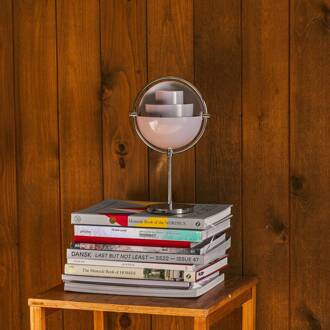 Gubi Akku-tafellamp-Multi-Lite, chroom/paars, hoogte 30 cm chroom, paars