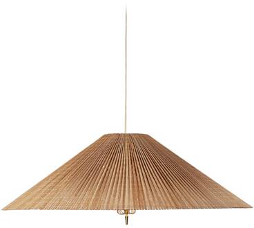 Gubi hanglamp 1972, messing, kap van bamboe, Ø 62 cm natur bamboe, gepolijst messing