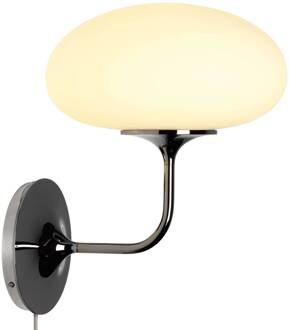 Gubi Stemlite wandlamp met stekker zwart-chroom, frosted wit