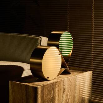 Gubi tafellamp Coppia, ivoor/groen, staal, hoogte 42 cm ivoor, groen, metallic