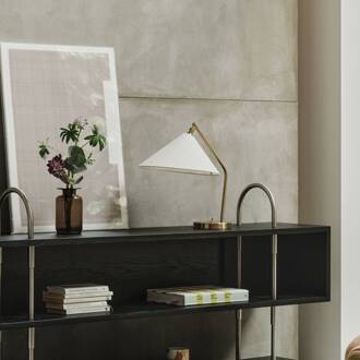 Gubi tafellamp Gräshoppa, wit, metaal/textiel, E14 messing, grijs