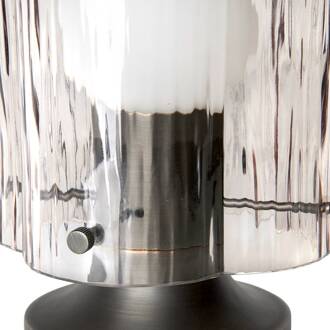 Gubi tafellamp Seine, antiek messing, rookgrijs glas rookgrijs-transparant, antiek messing