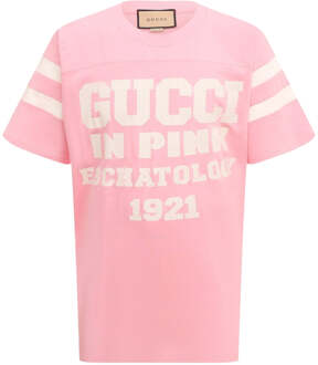 Gucci 25 Eschatology-logo oversized fit roze T-shirt