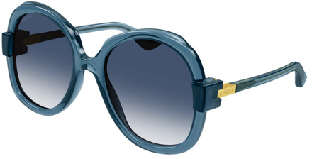 Gucci Blauw Shaded Zonnebril Gucci , Blue , Dames - 57 MM