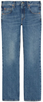 Gucci Blauwe Denim Straight Leg Jeans Gucci , Blue , Dames - W28,W26,W25,W29,W27