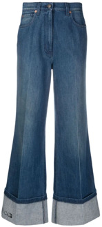 Gucci Blauwe High-Rise Wide-Leg Jeans Gucci , Blue , Dames - W27,W28,W26,W29