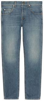 Gucci Blauwe Stonewashed Jeans met Tapered Pijpen Gucci , Blue , Heren - W29,W30,W33,W34,W32,W31