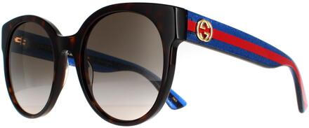 Gucci Cat Eye Dames Havana met blauwe en roodbruine gradiënt GG0035SN Zonnebril - maat