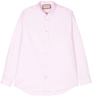 Gucci Double-G Geborduurd Katoenen Overhemd Gucci , Pink , Dames - 2Xl,Xl,3Xl
