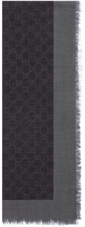 Gucci Gestreepte monogram sjaal Gucci , Black , Dames - ONE Size