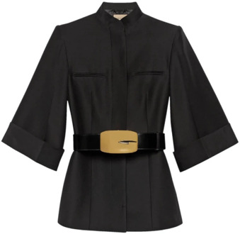 Gucci Getailleerde jas met riem Gucci , Black , Dames