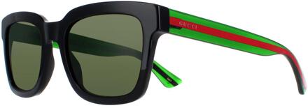 Gucci GG0001SN 002 zwart en groen met rode streep groene zonnebril - maat