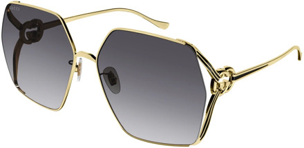 Gucci Goud/Grijs getinte zonnebril Gucci , Yellow , Dames - 64 MM