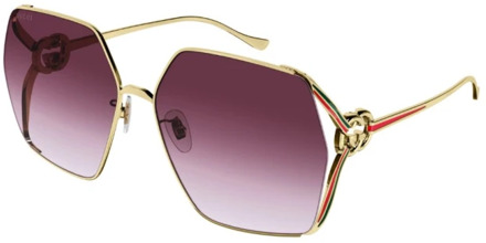 Gucci Gouden Zonnebril met Accessoires Gucci , Yellow , Dames - 64 MM